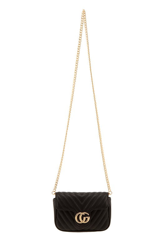 Chevron Quilted CG Buckle Crossbody Bag - Kloset 6