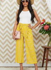 Striped Tie Front Poncho Pants - Kloset 6