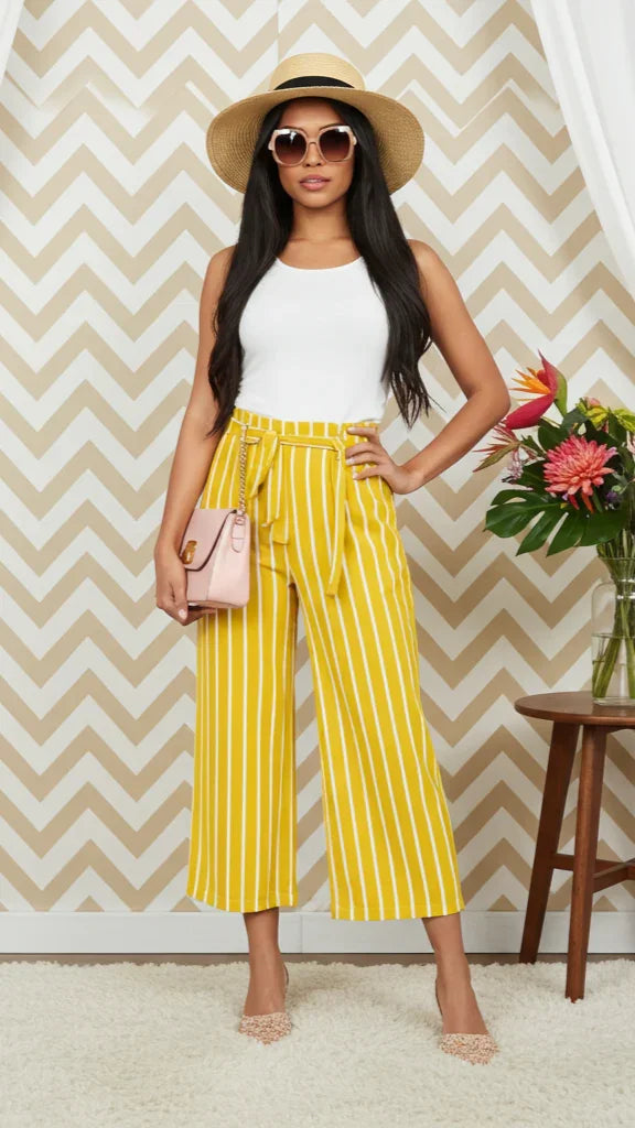 Striped Tie Front Poncho Pants - Kloset 6