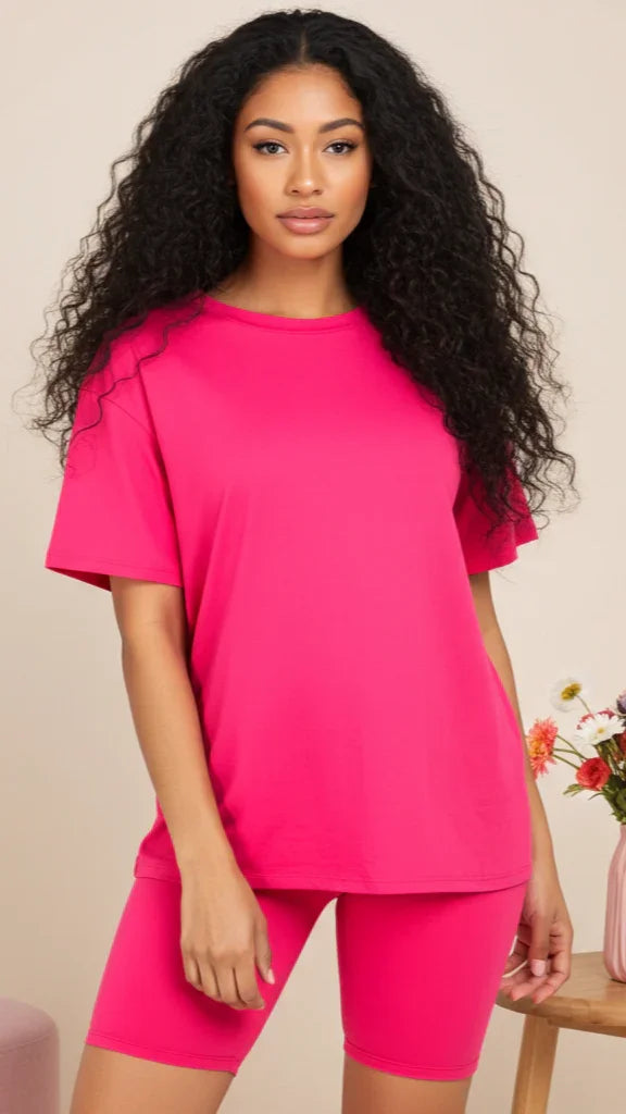 Short Sleeve Biker Shorts and Top Two-Piece Set - Kloset 6