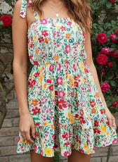 Knotted Tie Strap Ruffle Mini Dress - Kloset 6