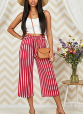 Striped Tie Front Poncho Pants - Kloset 6