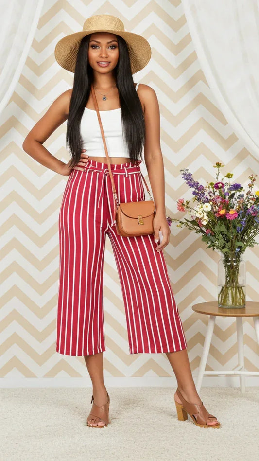 Striped Tie Front Poncho Pants - Kloset 6