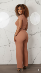 Crop Top & Wide Leg Pants Two-Piece Set