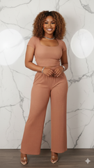 Crop Top & Wide Leg Pants Two-Piece Set