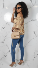 Off Shoulder Floral Ruched Blouse